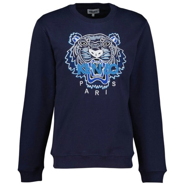 Kenzo Embroidered Varsity Tiger Icon Jumper - Navy Blue