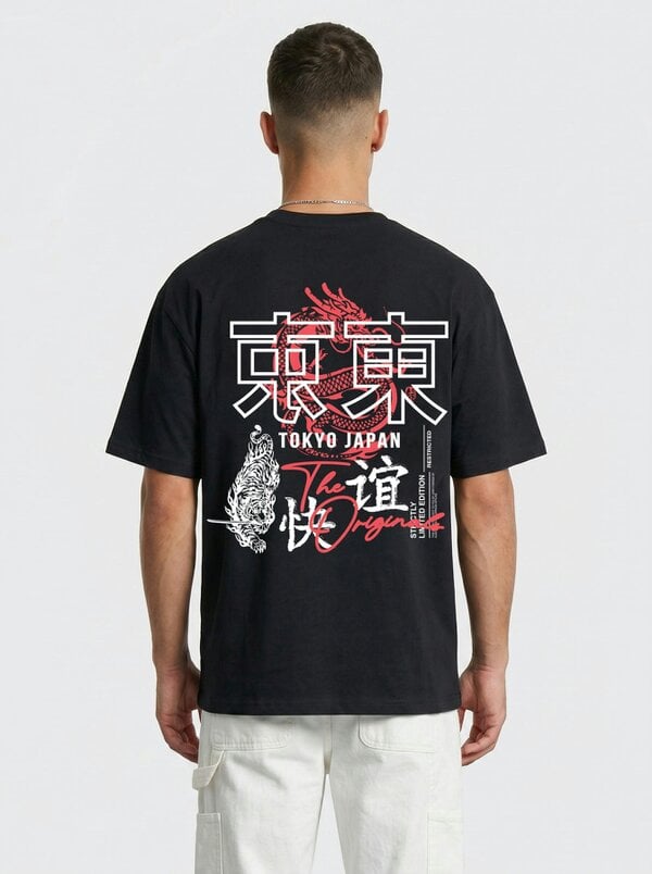 London Attitude Tokyo Dragon Premium Organic Cotton Relaxed Fit T-Shirt