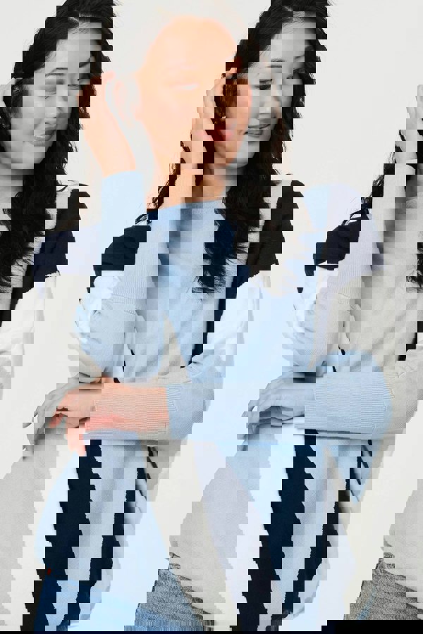 Blue | Colour Block Print Batwing Sleeve Jumper
