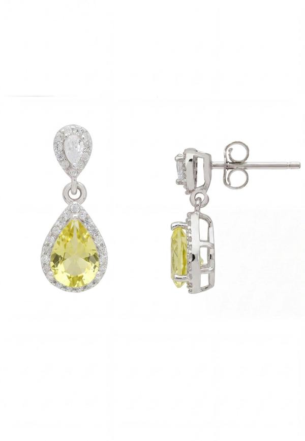 Latelita Phillippa Drop Earrings Yellow Topaz Silver