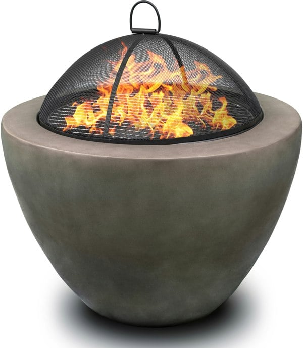 Centurion Supports Fireology DIABLO Dark Grey Contemporary Garden and Patio Heater Fire Pit and Barbecue with Concrete Stone-Effect Finish