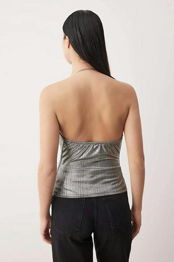 WOVCOR V-Neck Knit Party Blouse with Accessory Details