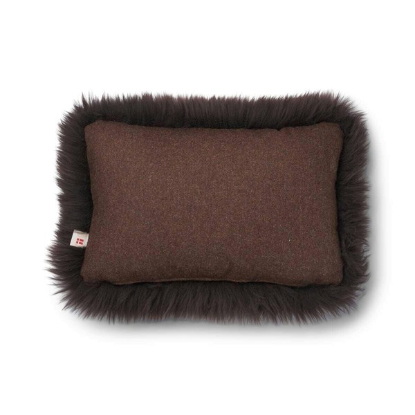 Natures Collection Long-Wool Sheepskin Cushion | 52x52 cm - Brown/Chocolate - 34x52 cm