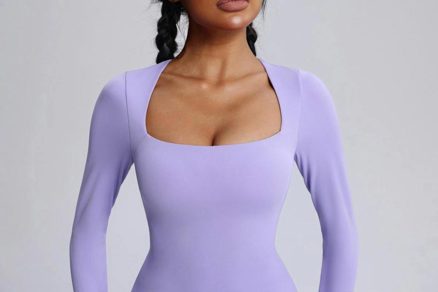 Anniou Square Neck Flared Yoga Jumpsuit
