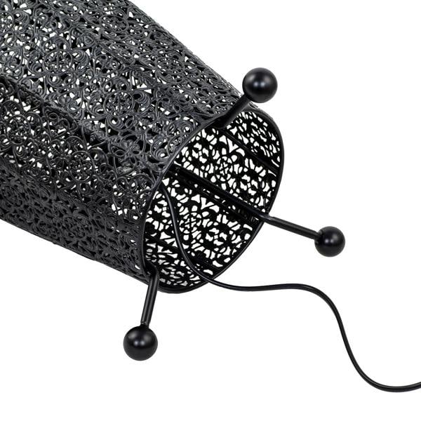 Traditional and Ornate Floral Moroccan Floor Lamp in Black Gloss Image 3