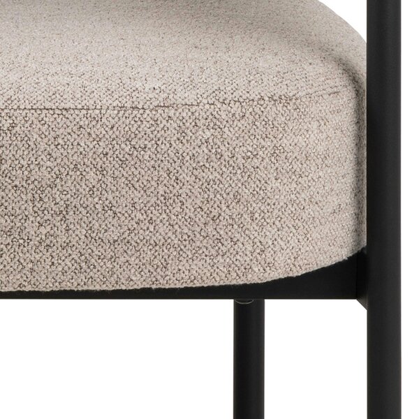 Wyld Haus Ostrava Beige Boucle Lounge Accent Chair Black Metal Legs