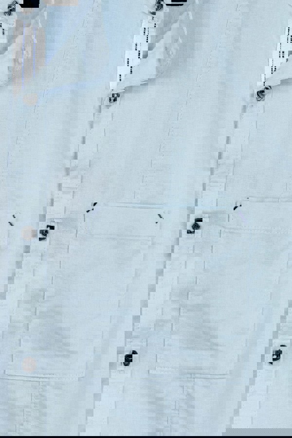 ENORSIA Sky Blue Cotton Linen Grandad Collar Shirt