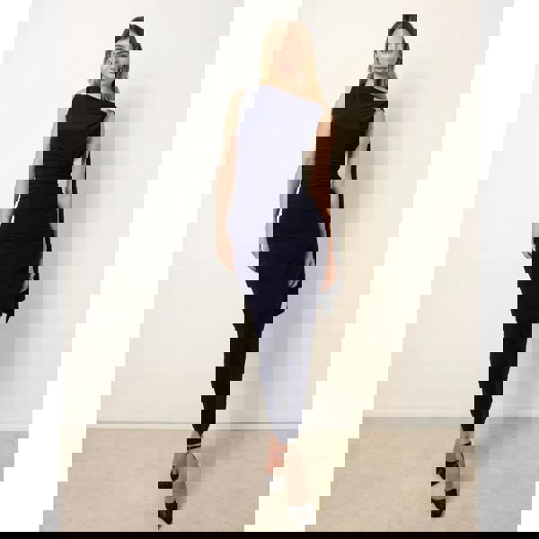 Blue Vanilla Drape Brooch Detailing Ruched Maxi Dress