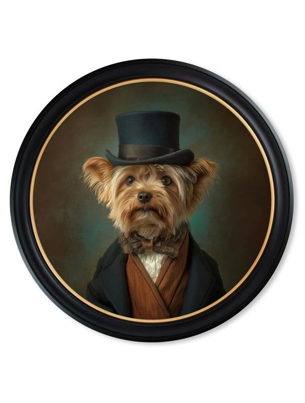 Exceptional Art Lord Barkley of York - Gentleman Yorkshire Terrier Oxford round frame