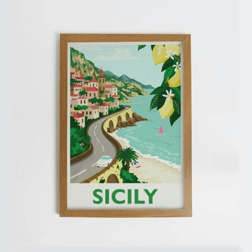Joules Sunkissed Sicily 50 X 70 Wood Frame | Multicoloured