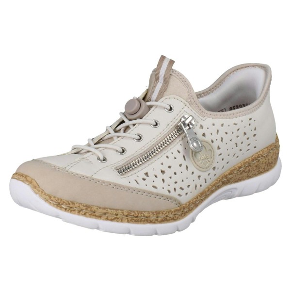 Rieker Ladies Rieker Ready2Go Rainbow Jungle Leaf Trainers N42V3 - Beige