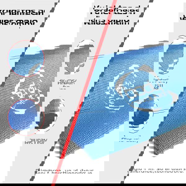 High-density blue yoga mat with textured surface, rolls up easily for storage, ideal for home, studio, and outdoor use