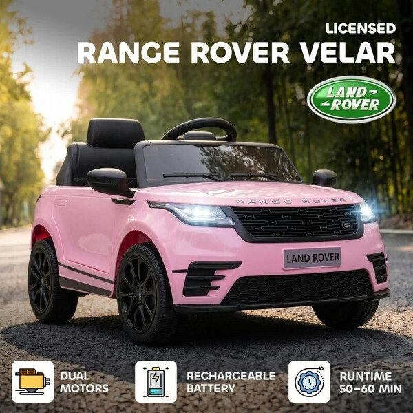 Range Rover Velar Licensed 12V Electric Car for Kids with Remote, 4-Wheel Suspension, Slow Start for 2-4 Years, Pink