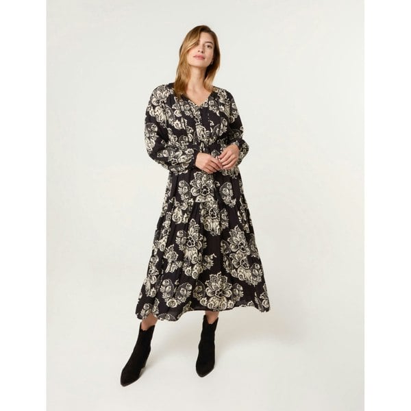 Blue Vanilla Button Front Midi Dress