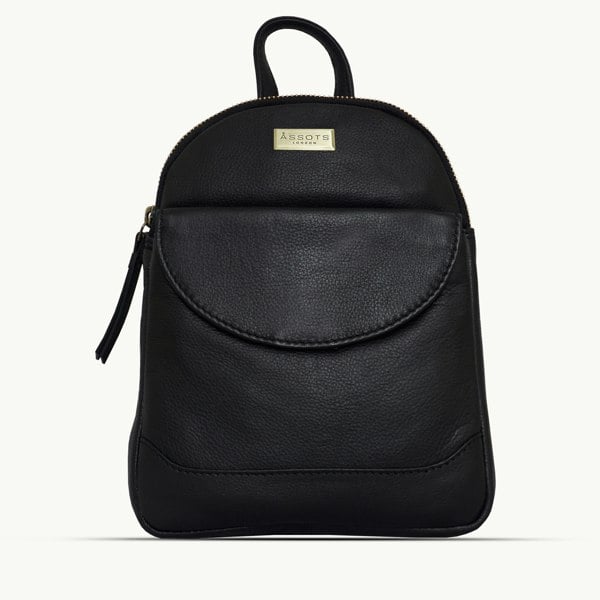 Assots London 'GEORGE' Black Mini Pebble Grain Leather Backpack