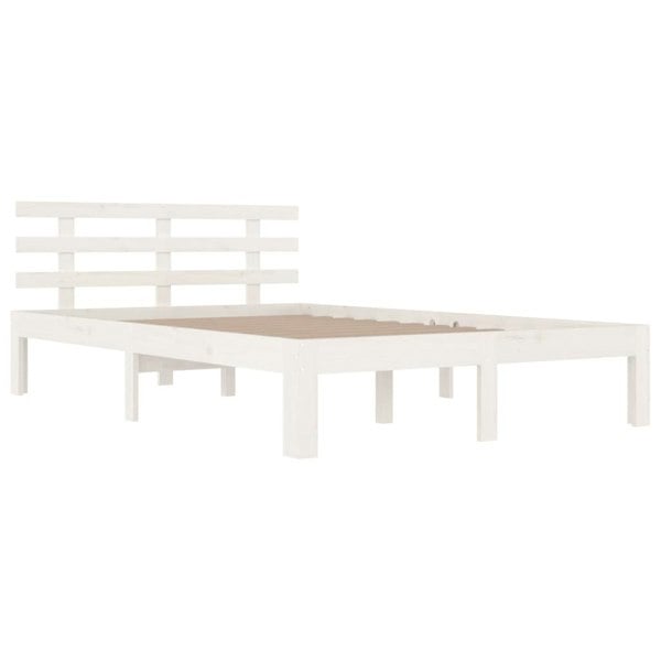 Berkfield Bed Frame White Solid Wood 120x190 cm Small Double