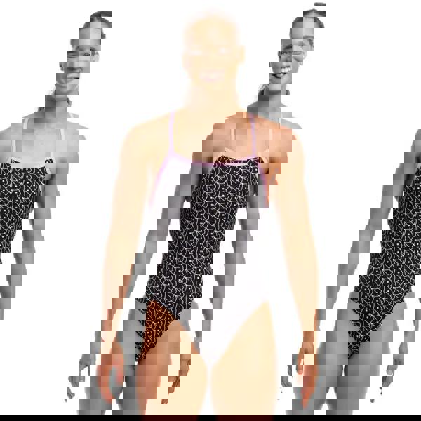 Funkita Summer Fish Tie black pink one-piece swimsuit with geometric pattern