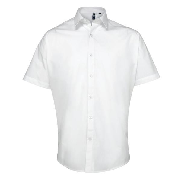 Premier Mens Supreme Heavy Poplin Short Sleeve Work Shirt - White