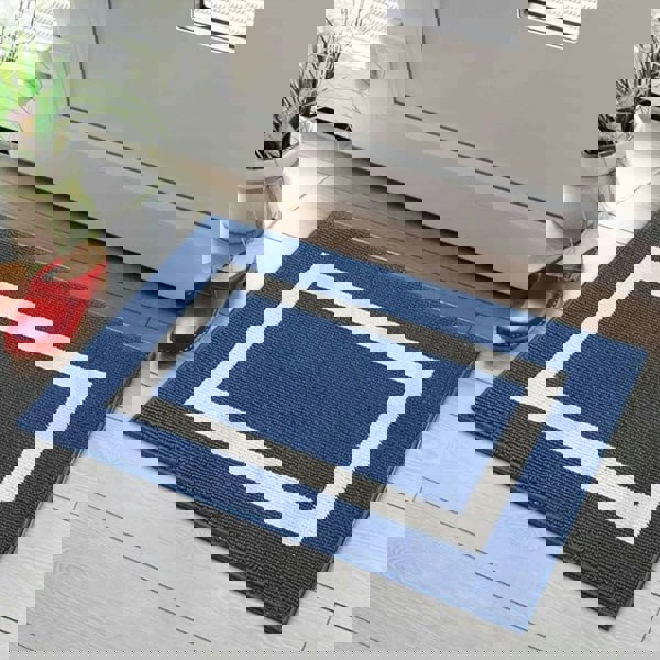 Anyhouz Anymat Doormat Navy Blue Non Slip Dirt Resistant Mat For Kitchen And Bathroom