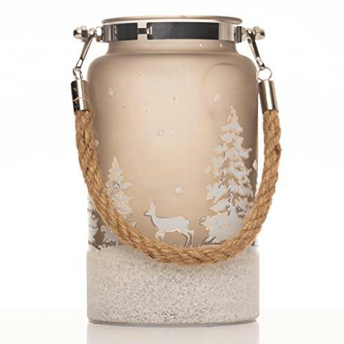 16cm Christmas Decorated Jar Table Forest Scene Lantern with Warm White LED Light image 4