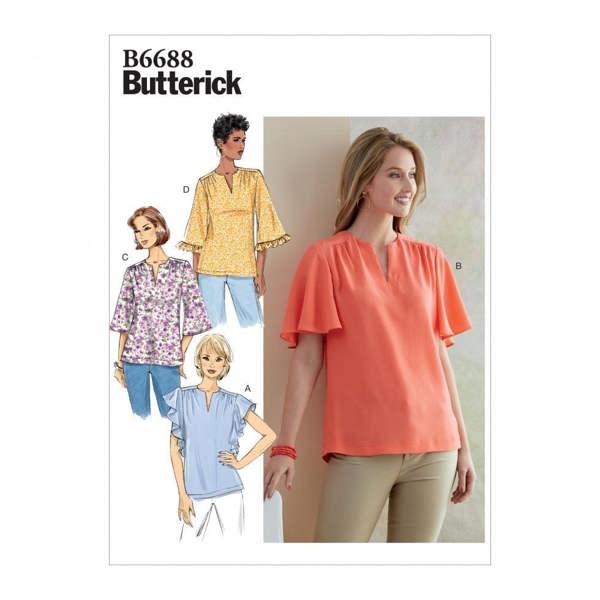 Butterick Sewing Pattern 6688, Tops for Women, A5 (6-8-10-12-14) - Easy