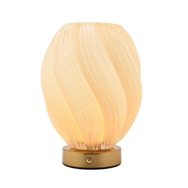 Hestia Swirl Glass LED Rechargeable Touch Lamp