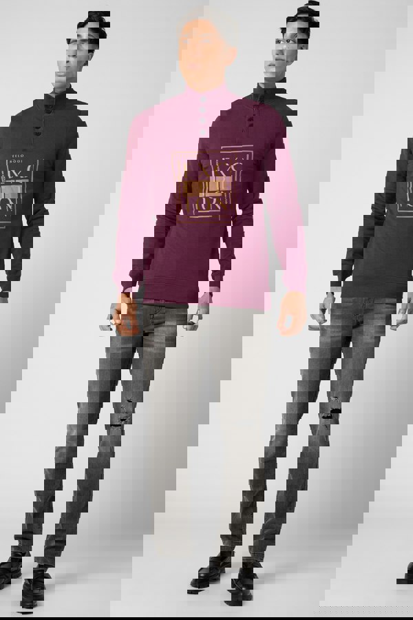 ENORSIA Button-Up Funnel Neck Sweatshirt