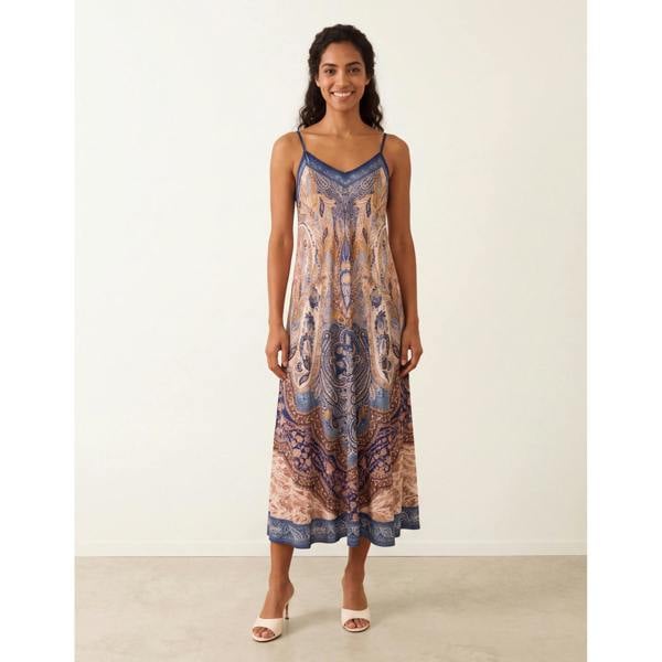 Blue Vanilla Midi Length Dress in Paisley Print