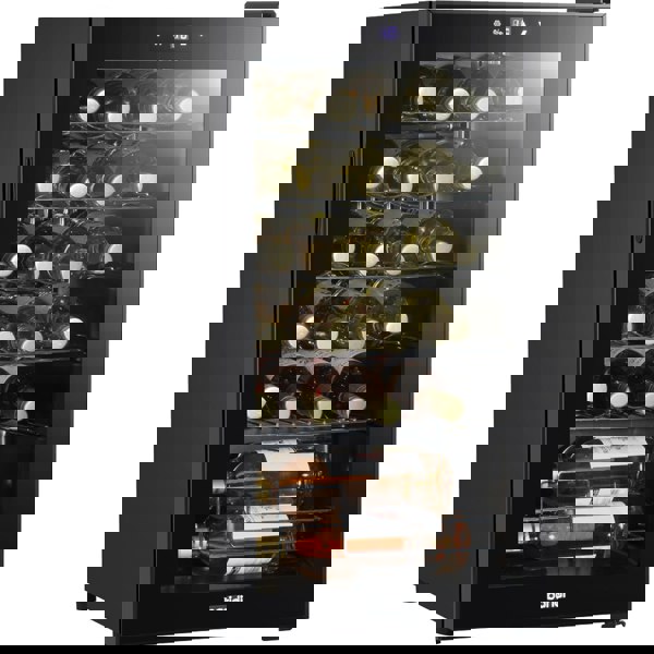 24 Bottle Freestanding Wine Cooler Fridge & Metal Shelves - LED BLACK & GLASS
