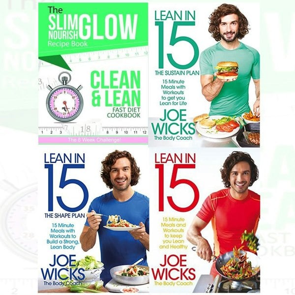 Joe Wicks Books and The Slim Glow Nourish Clean &amp; Lean Fast Diet Cookbook 4 Books Collection Set