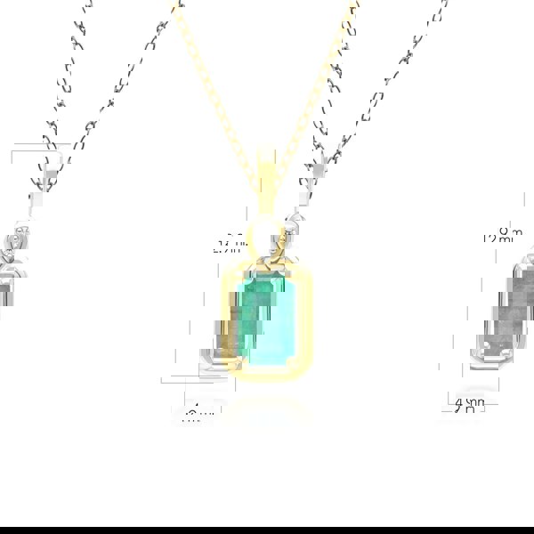 Gemondo Classic Emerald Baguette & Diamond Pendant Necklace In 9ct Yellow Gold