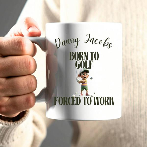 Personalised Born to Golf Forced to Work Mug | Gift for Dad, Uncle