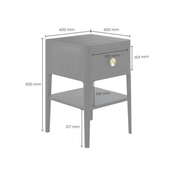 Wyld Haus Paracatu Black Wood Grain One Drawer Bedside Table