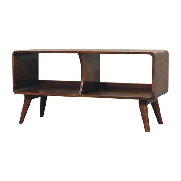 Artisan Furniture Solid Wood Curved Chestnut Double Slot Media Unit, Brown