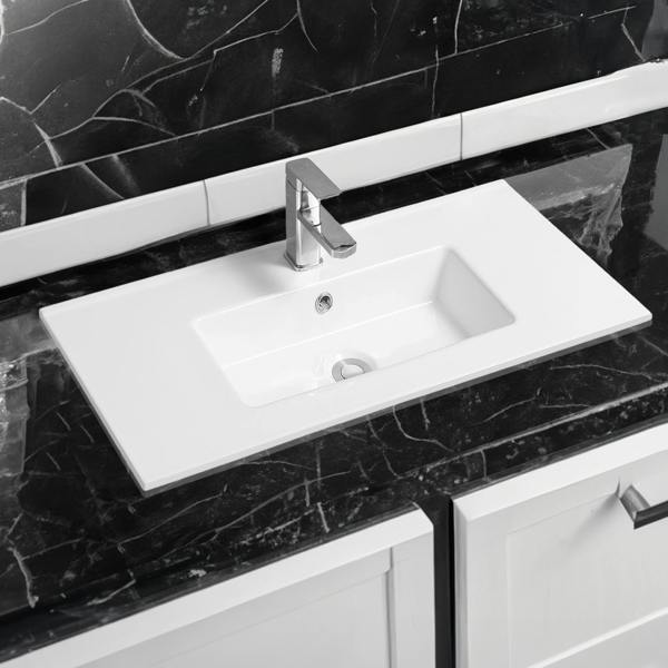 5001 ceramic 121cm mid edge double inset basin with scooped bowl
