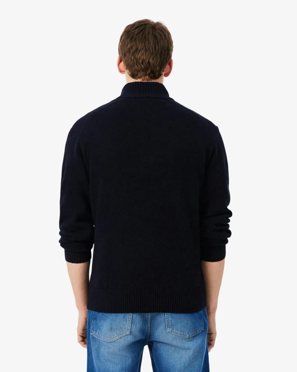 Lacoste Half - Zip Mens Merino Sweatshirt - Navy Blue 166 | CHO | Designer Mens Half Zip Sweatshirts