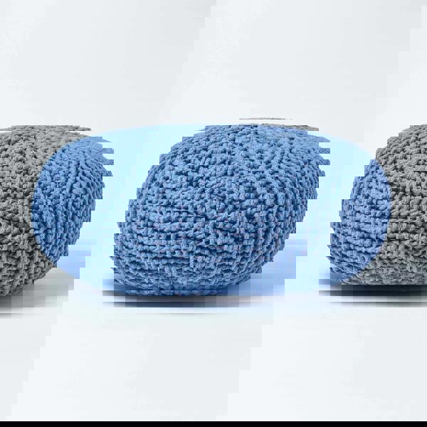HOMESCAPES Large Round Cotton Knitted Pouffe Footstool