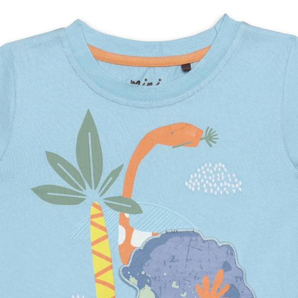 Mini Cuddles Baby Boys Dinosaur Print T-Shirt, Blue