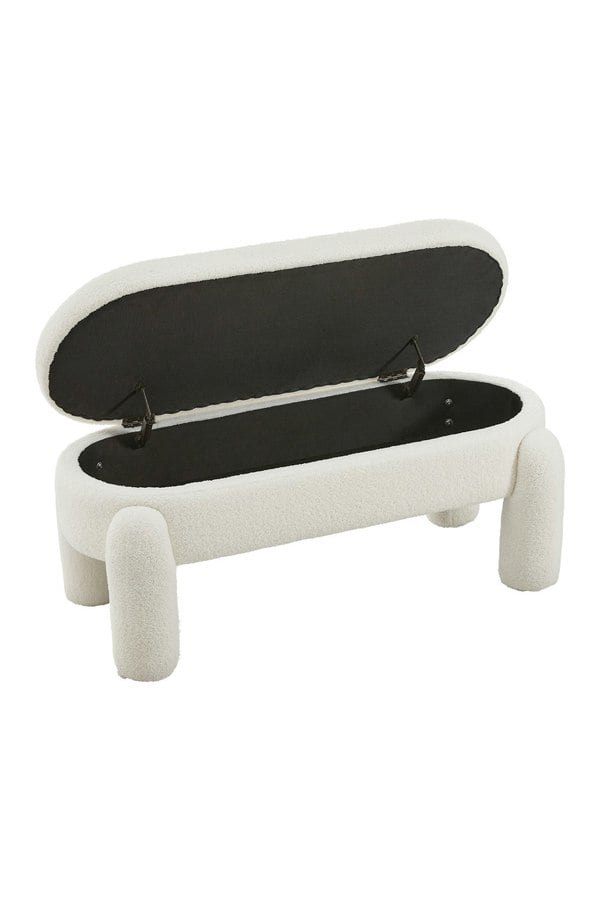 Living and Home 110x50x84cm White Upholstered Storage Bench Foot Rest