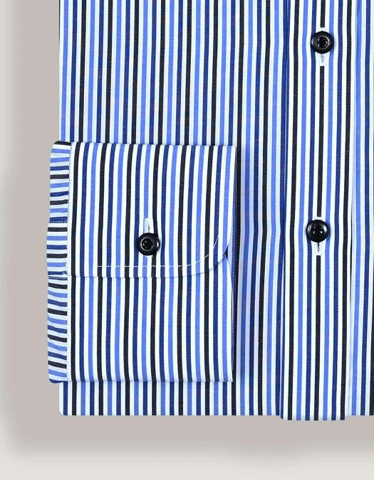 Men's Royal Blue and Navy Striped Formal Shirt