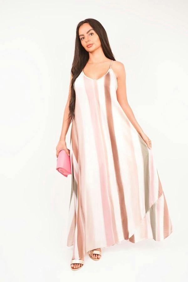 Naela Strappy Printed Maxi Dress - Pink