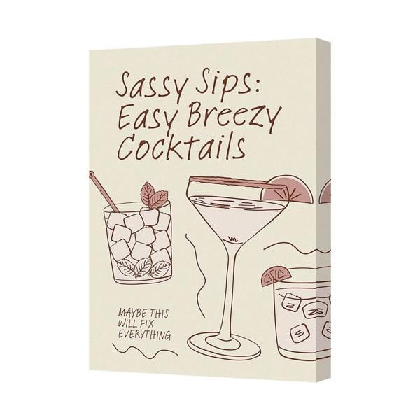 Benjamin Tate Design Sassy Sips Easy Breezy Cocktails Canvas Art Print Wall Decor