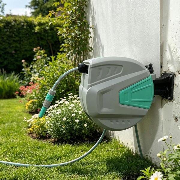 Gr8 Garden Retractable Garden Hose Reel 20m + 2m, Wall Mounted Auto Rewind with 180° Swivel Bracket