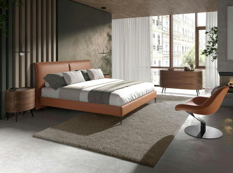 Angel Cerdá Bedside table walnut and black steel 7074