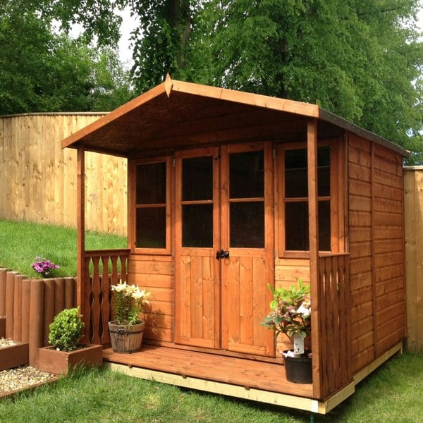 Shire Houghton(Vallance) 7x7 12mm interlock Clad wooden Summerhouse - Best Shed