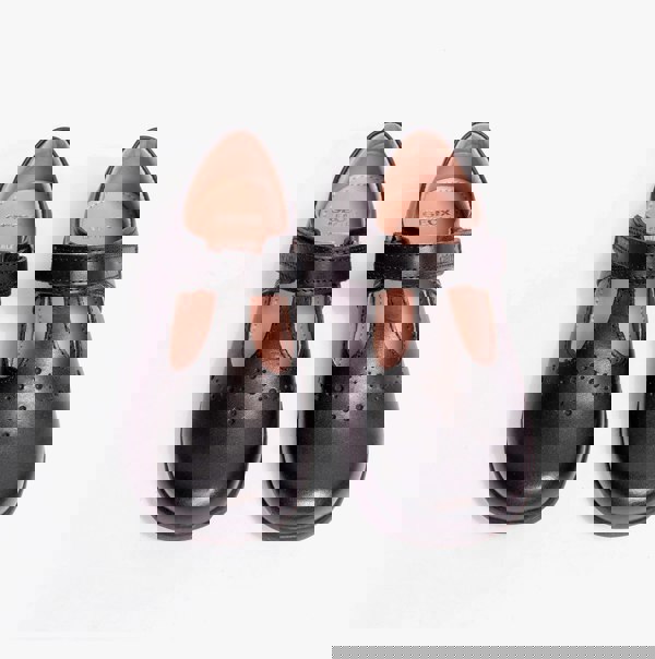 GEOX NAIMARA G B Girls Leather Touch Fasten School Shoes Black