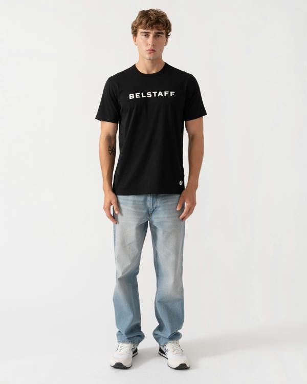Outfit shot of Belstaff Mens Belstaff Logo T-Shirt - Black