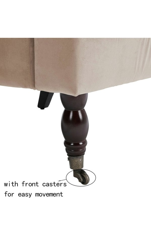 Living and Home Beige Soft Velvet Armchair with Gourd Shaped Castor Legs