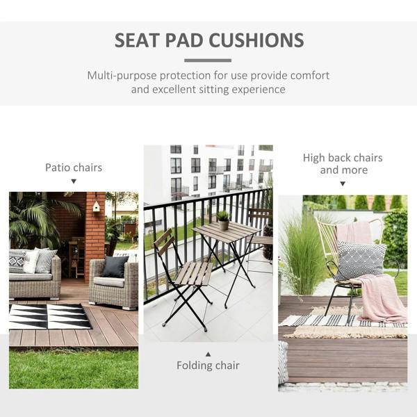 Set of 2 dark grey seat pad cushions for patio chairs, multipurpose protection