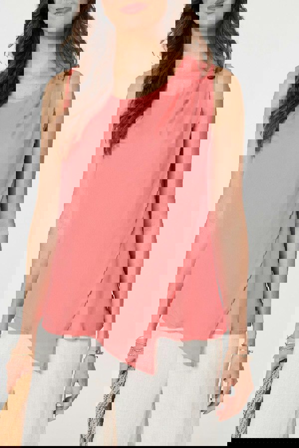 Pink | Asymmetric Pleat Front Blouse Top